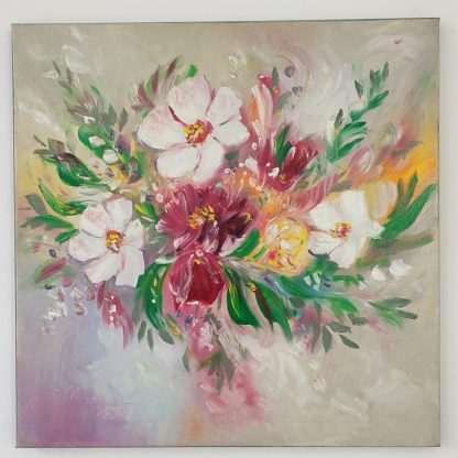 Buchet de flori - pictură în ulei pe pânză, Monea Teofil