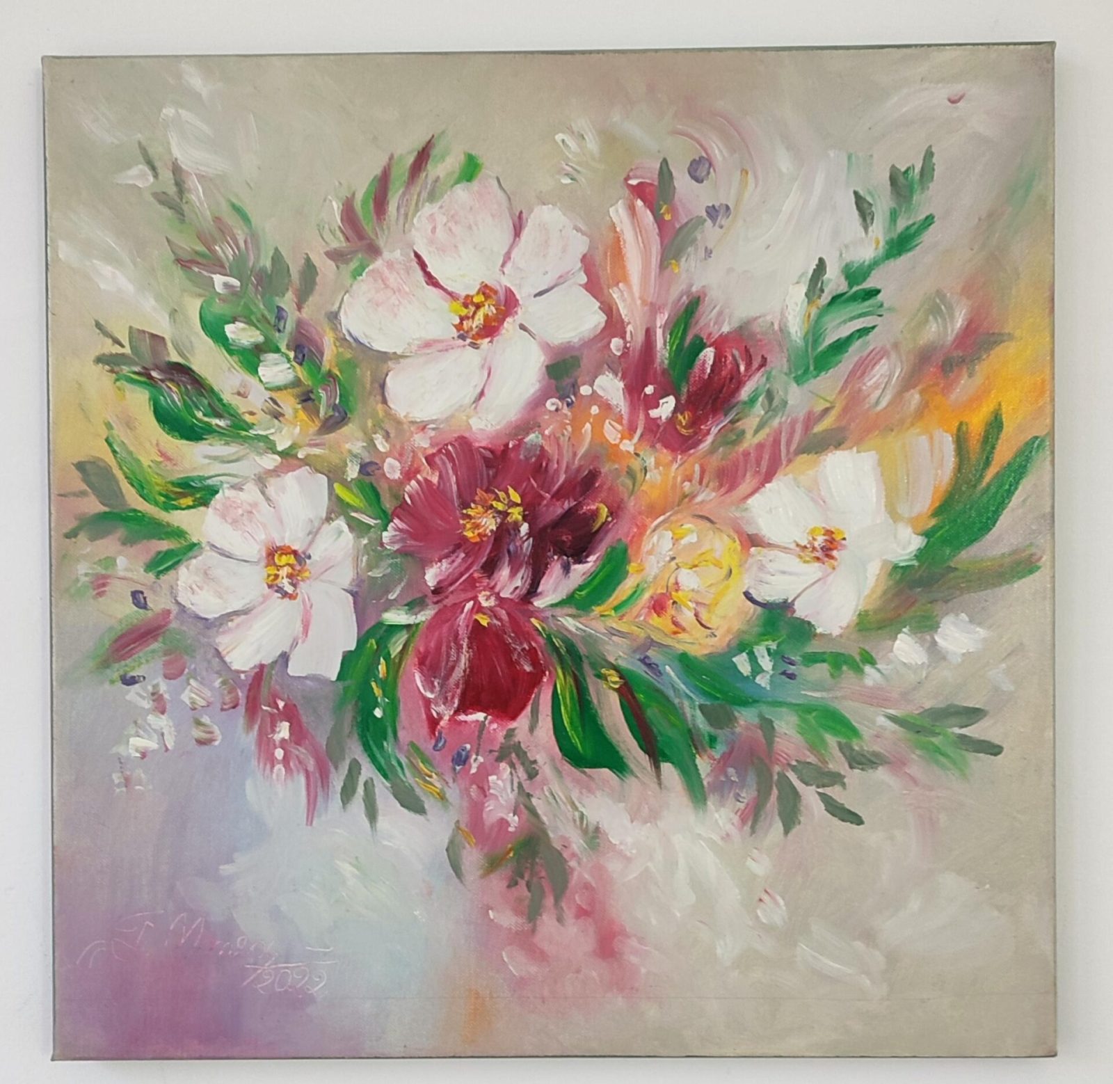 Buchet de flori – Pictură în ulei pe pânză Buchet de flori - pictură în ulei pe pânză, Monea Teofil
