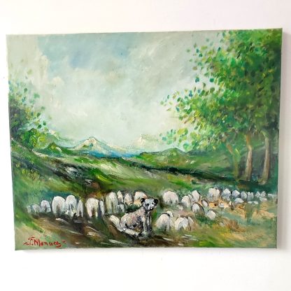 Câine ciobănesc de strajă - pictură în ulei pe pânză, Monea Teofil