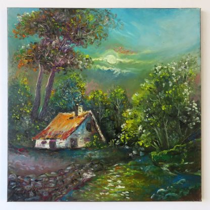 Căsuța din pădure - pictură în ulei pe pânză, Monea Teofil