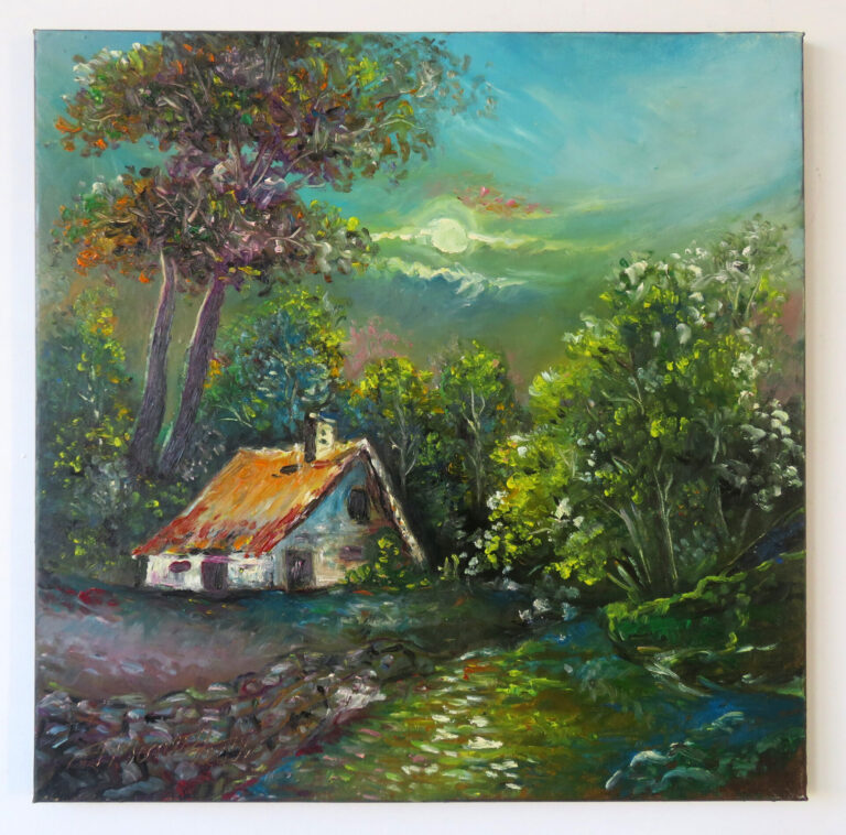 Căsuța din pădure - pictură în ulei pe pânză, Monea Teofil