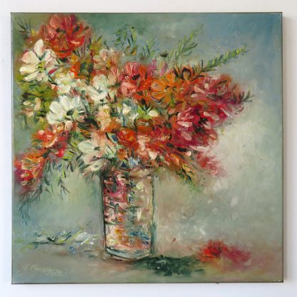 Duet floral - pictură în ulei pe pânză, Monea Teofil