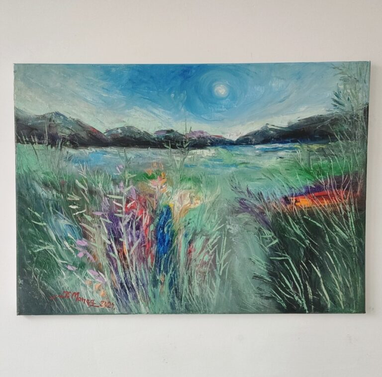 Lacul - pictură în ulei pe pânză, Monea Teofil