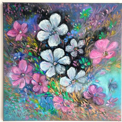 Bucurie florală - pictură în ulei pe pânză, Monea Teofil
