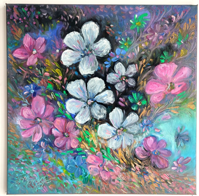 Bucurie florală - pictură în ulei pe pânză, Monea Teofil