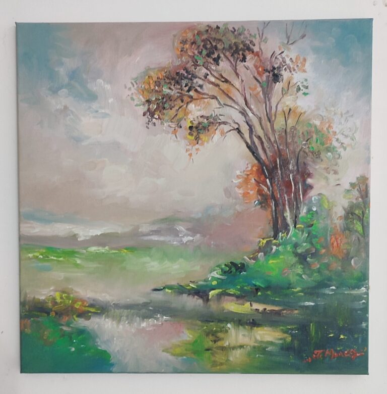 Lac de munte - pictură în ulei pe pânză, Monea Teofil