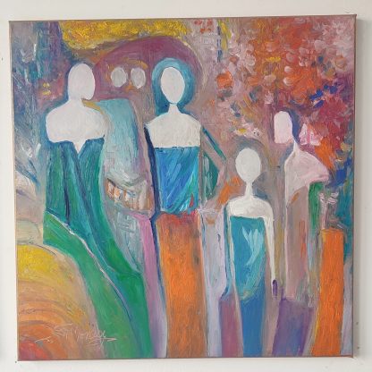 Portret de familie - pictură în ulei pe pânză, Monea Teofil