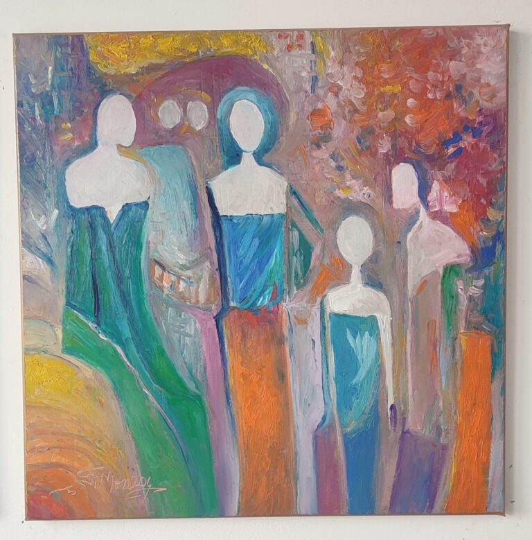 Portret de familie - pictură în ulei pe pânză, Monea Teofil