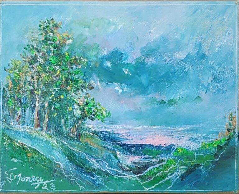 Laguna albastra Laguna albastră - pictură în ulei pe pânză, Monea Teofil
