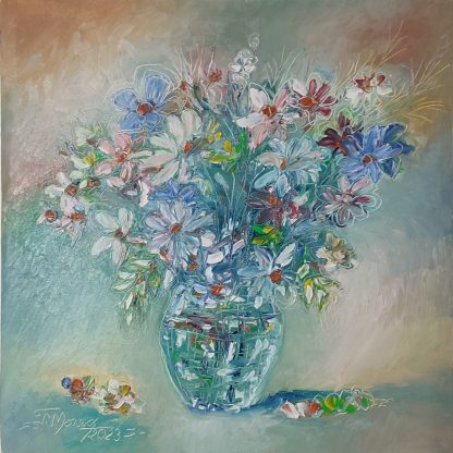 Vibrații florale în cristal" - pictură în ulei pe pânză, Monea Teofil
