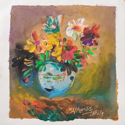 Picturi în ulei pe pânză 15 x 15 cm - iunie 2024 - Set 9 - pictură în ulei pe pânză, Monea Teofil