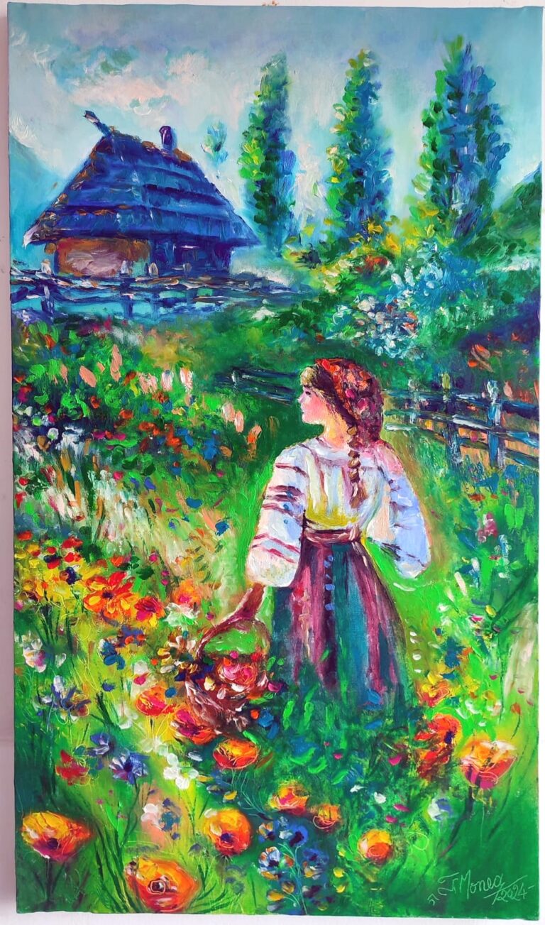 pictura Grădina de culori" - pictură în ulei pe pânză, Monea Teofil