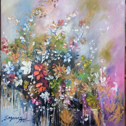 Simfonie florală în vremea zorilor" - pictură în ulei pe pânză, Monea Teofil