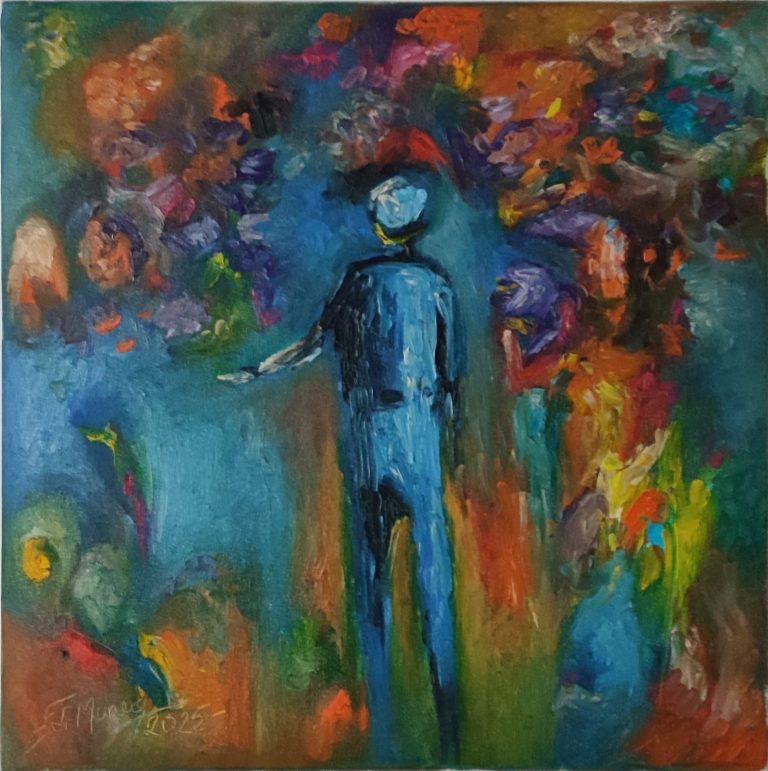 pictura 1 Îmbrățișați de univers" - pictură în ulei pe pânză, Monea Teofil