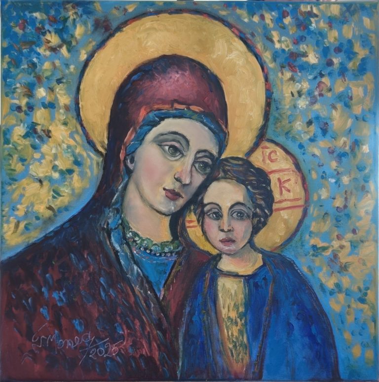 Maica și Lumina Vieții” - pictură în ulei pe pânză, Monea Teofil