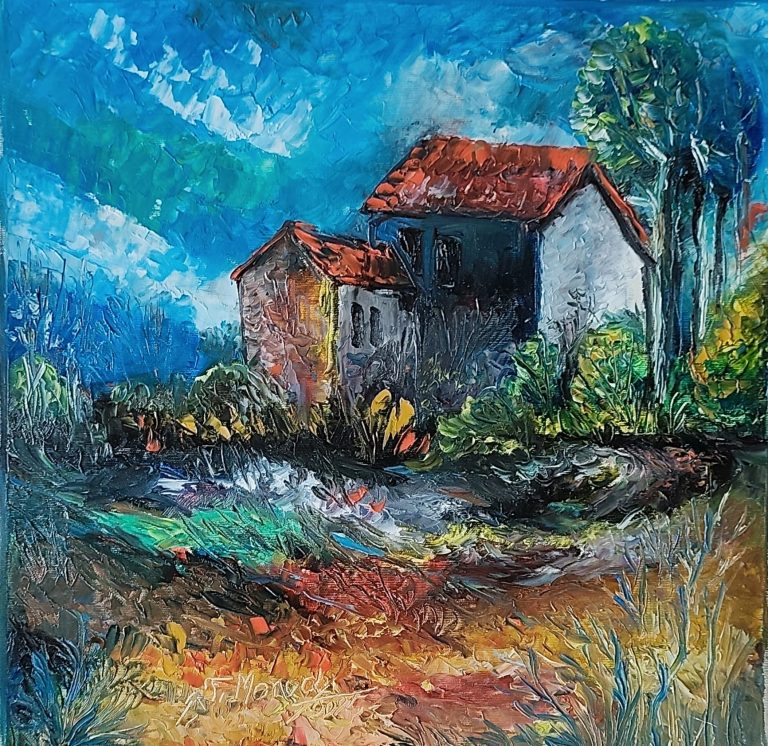 Casa de la marginea câmpului" - pictură în ulei pe pânză, Monea Teofil