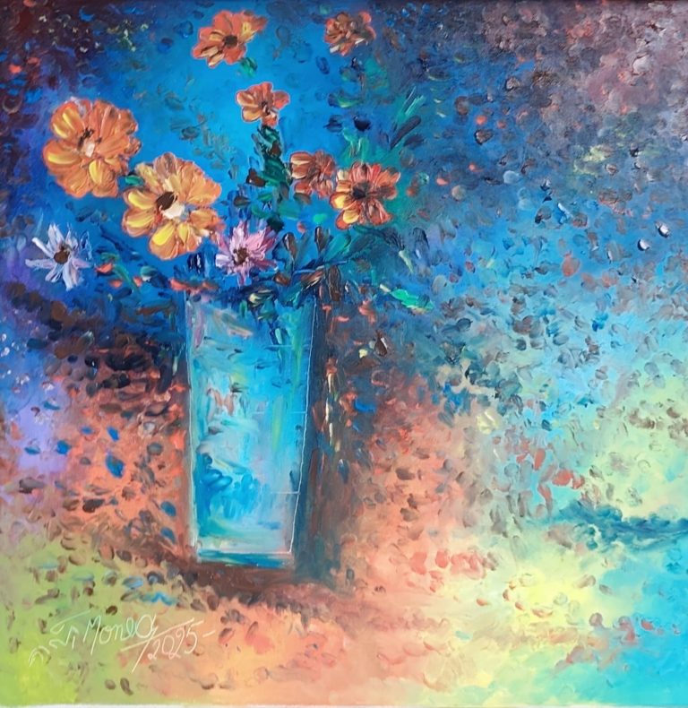 flori 3 Curcubeul florilor" - pictură în ulei pe pânză, Monea Teofil