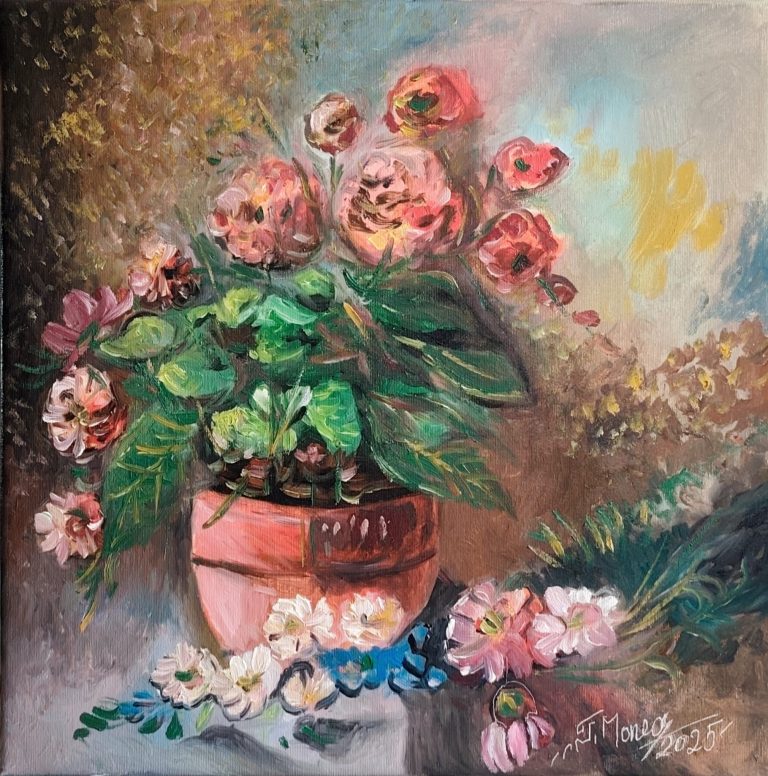 Grădina din pridvor" - pictură în ulei pe pânză, Monea Teofil