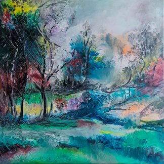 "Dimineață albastră" - Pictură în ulei pe pânză