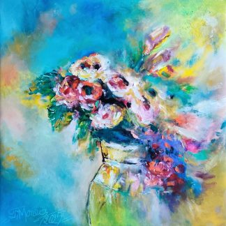 "Buchet în lumină de vară" - Pictură în ulei pe pânză