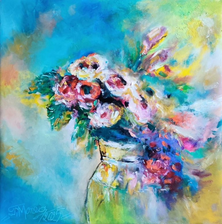 Pictura 17 Buchet în lumină de vară" - pictură în ulei pe pânză, Monea Teofil