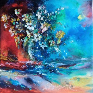 "Buchet între două lumi(ni)" - Pictură în ulei pe pânză