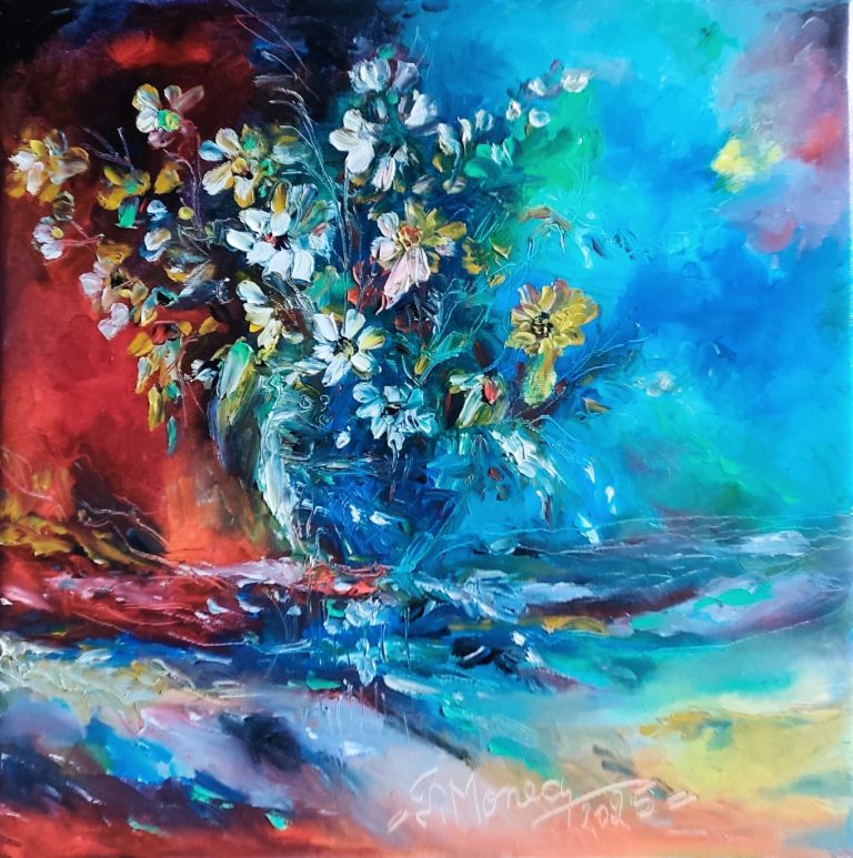 Buchet între două lumi(ni)" - pictură în ulei pe pânză, Monea Teofil