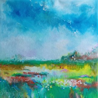 "Câmp în lumina cerului deschis" - Pictură în ulei pe pânză