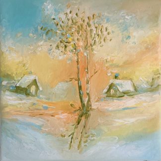 "Satul de la capătul luminii" - Pictură în ulei pe pânză