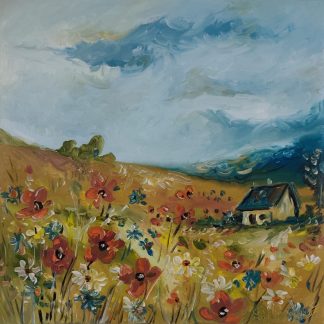 "Vara la marginea câmpului de maci" - Pictură în ulei pe pânză