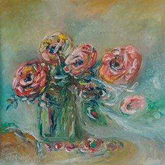 "Petale în adiere" - Pictură în ulei pe pânză