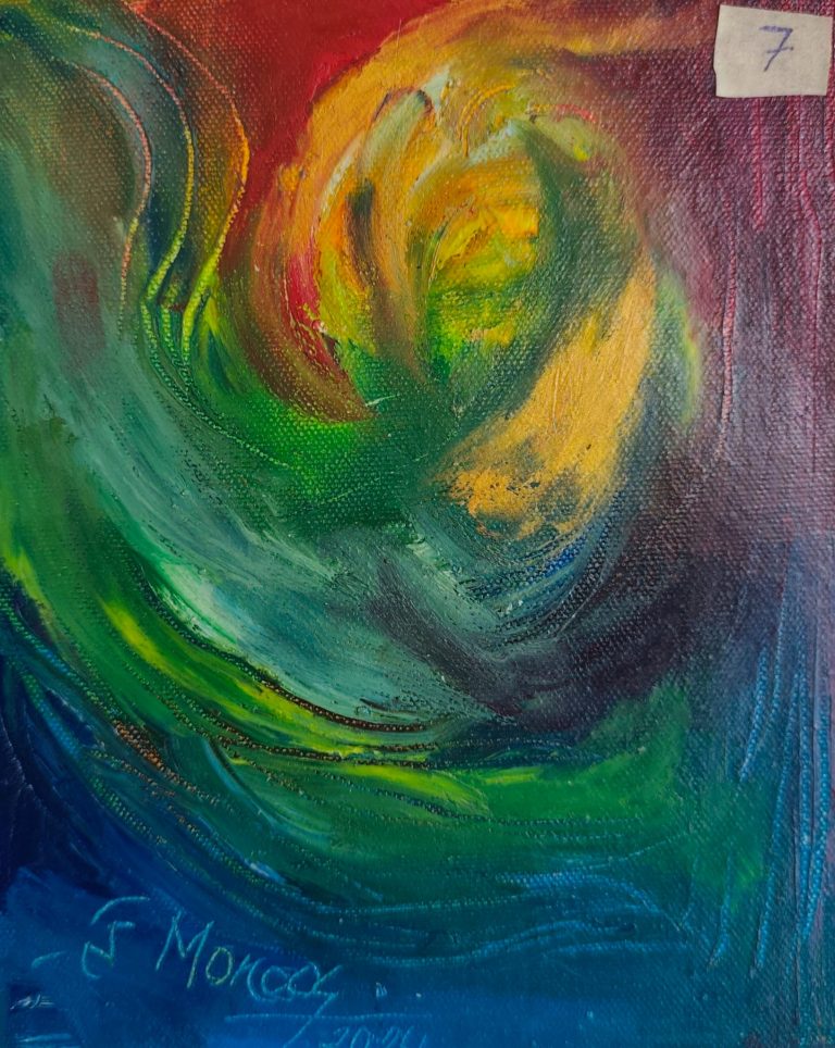 Pictura 07 Drum la marginea zilei în verde - pictură în ulei pe pânză, Monea Teofil