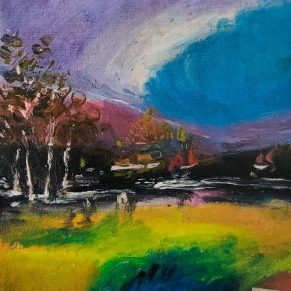 Orizont la marginea zilei în verde - pictură în ulei pe pânză, Monea Teofil
