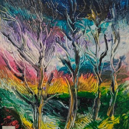 Poiană din vis în verde - pictură în ulei pe pânză, Monea Teofil