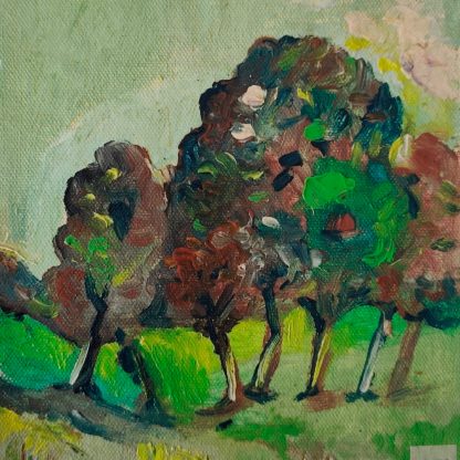 Călători din vis în verde - pictură în ulei pe pânză, Monea Teofil