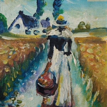 Vârtej sub cer deschis în verde - pictură în ulei pe pânză, Monea Teofil