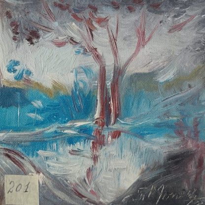 Vârtej în noapte de albastru - pictură în ulei pe pânză, Monea Teofil