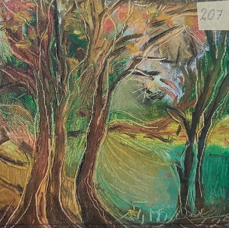 Curent la marginea zilei în auriu - pictură în ulei pe pânză, Monea Teofil