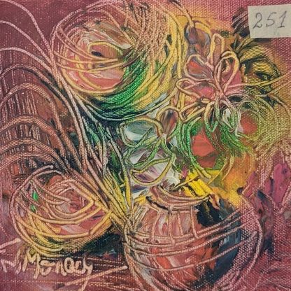 Grădină în amurg de portocaliu - pictură în ulei pe pânză, Monea Teofil