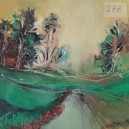 Umbre la marginea zilei în verde - pictură în ulei pe pânză, Monea Teofil
