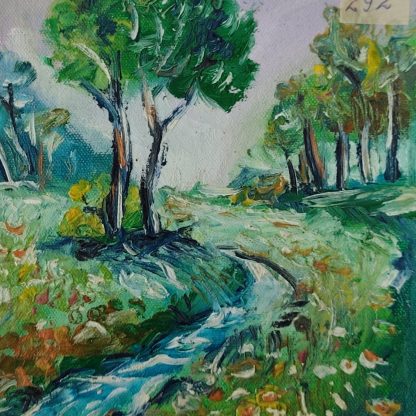Aripă din vis în verde - pictură în ulei pe pânză, Monea Teofil