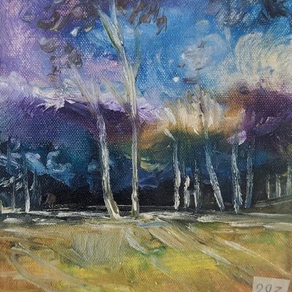 Dealuri din vis în turcoaz - pictură în ulei pe pânză, Monea Teofil