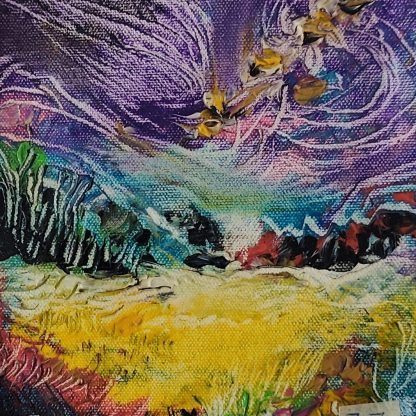 Călători în adânc de portocaliu - pictură în ulei pe pânză, Monea Teofil