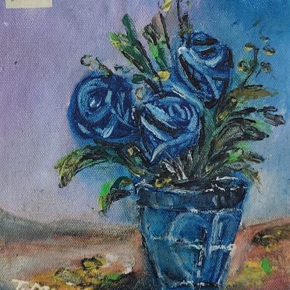 Miez în noapte de albastru - pictură în ulei pe pânză, Monea Teofil