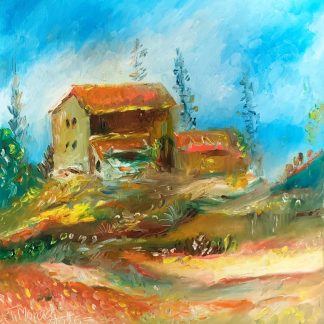 "După-amiază la țară" - Pictură în ulei pe pânză