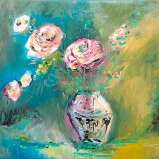 "Buchet la marginea luminii" - Pictură în ulei pe pânză