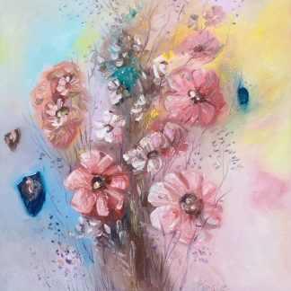 "Poveste în roz pal" - Pictură în ulei pe pânză