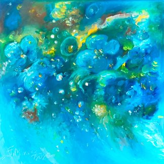 "Constelații în albastru" - Pictură în ulei pe pânză