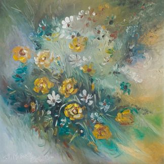 "Petale de aramă" - Pictură în ulei pe pânză