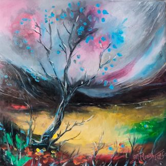 "Copacul cu frunze albastre" - Pictură în ulei pe pânză